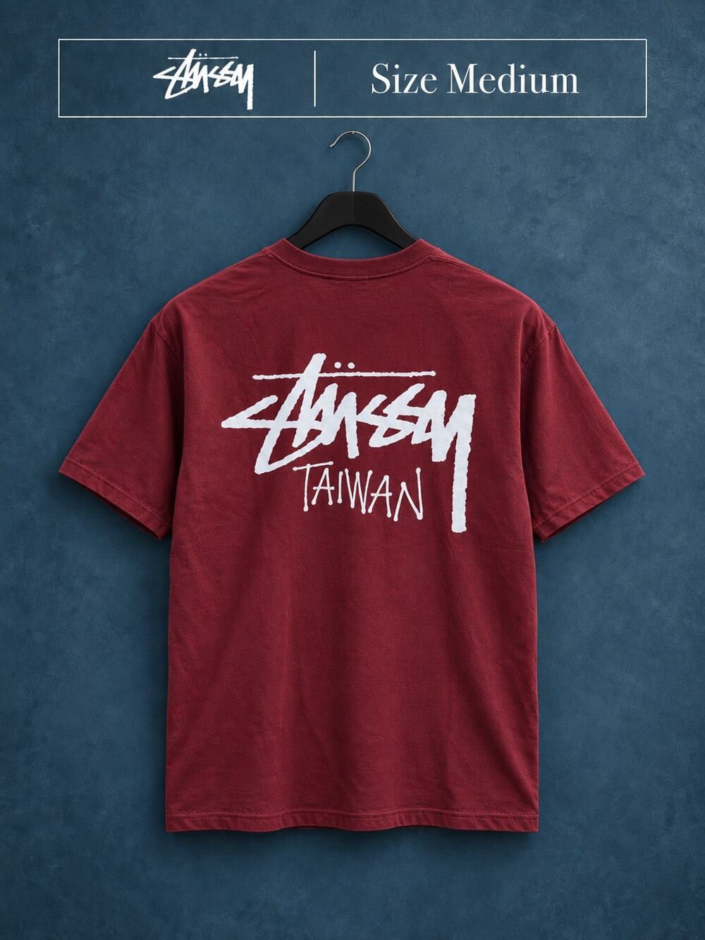 Stussy Taiwan Chapter Burgundy Graphic Tee Medium NWOT